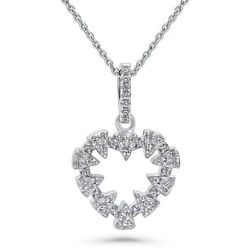 Sterling Silver CZ Open Heart Sawtooth Pendant