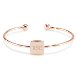 Engravable Monogram Square Signet Rose Gold Cuff Bracelet