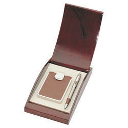 Leather Business Card Case with Pen Gift Set