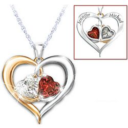 Two Hearts, One Love Personalized Heart Pendant Necklace