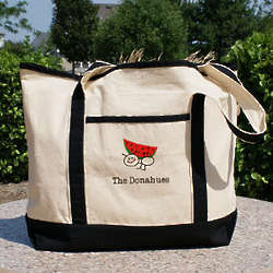 Embroidered Family Canvas Tote Bag
