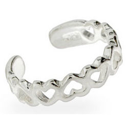 Sterling Silver Band of Hearts Toe Ring
