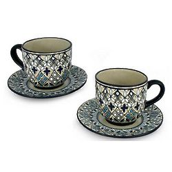 Coffee Morning Ceramic Cups and Saucers Set