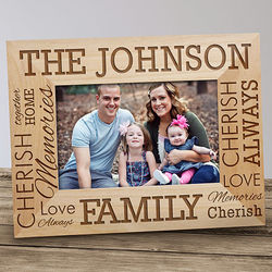 Cherish Personalized Family Name Wood Picture Frame