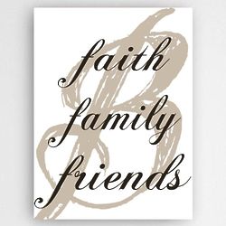 Faith, Family and Friends Customized Single Initial Canvas Sign