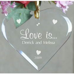 Love Is... Personalized Glass Heart Ornament