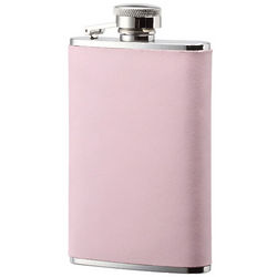 Skinny Pink Leather Bonded Stainless Steel Flask
