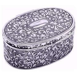 Engravable Antique Ornate Oval Jewelry Box