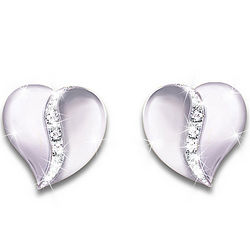My Precious Daughter Sterling Silver Heart Diamond Earrings