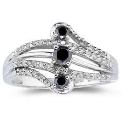 Black and White Diamond Ring in 10K White Gold