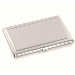 Personalized Silver Business Card Case with Raised Border