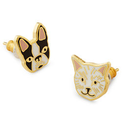 Cat and Dog Mismatched Earrings