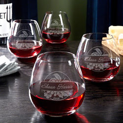 4 Personalized Rhone Valley Stemless Wine Glasses