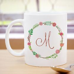 Personalized Single Initial Floral Mug