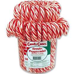 60 Traditional Peppermint Candy Canes Tub
