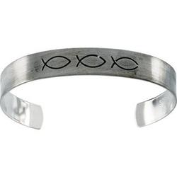 Sterling Silver Antiqued Ichthus Cuff Bracelet