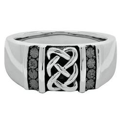 Men's Infinite Loops and Black Diamond Ring in Sterling Silver