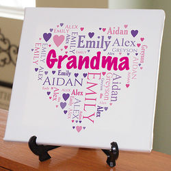 Grandma's Personalized Heart Word-Art Canvas Print