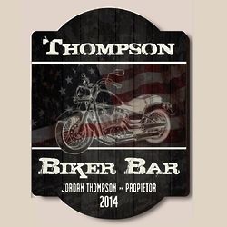 American Biker Bar Custom 15.5" Wooden Sign