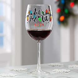 Let's Get Lit Personalized Christmas Red Wine Glass