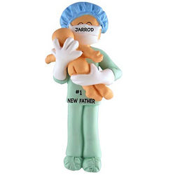 Personalized New Dad in Scrubs Ornament