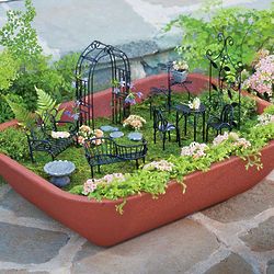 Double Walled Self Watering Herb Garden Planter with Fairy Garden