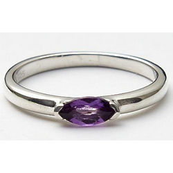 Sterling Silver Marquise-Cut Birthstone Stacking Ring
