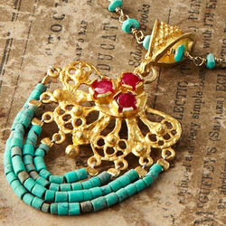 Ottoman Turquoise and Ruby Necklace