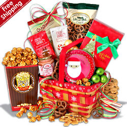 Holiday Candy and Cookies Gift Basket for Christmas
