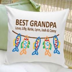 Personalized Best Grandpa Fishing Throw Pillow