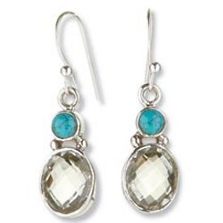 Green Amethyst and Turquoise Earrings