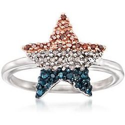 Red, White and Blue Diamond Flag Star Ring