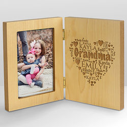 Grandma's Personalized Heart Word-Art Hinged Wood Picture Frame