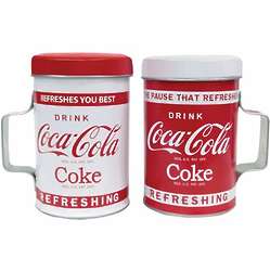 Tin Coca-Cola Salt and Pepper Shaker in Red and White