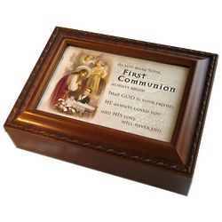 Boy's Wooden First Communion Music Box