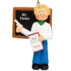 Personalized Blonde Male Teacher Ornament