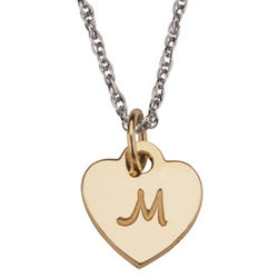 Two-Tone Sterling Silver Petite Heart Initial Necklace