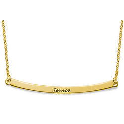 Horizontal 18K Plated Gold Bar Necklace