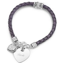 Purple Braided Leather Bracelet