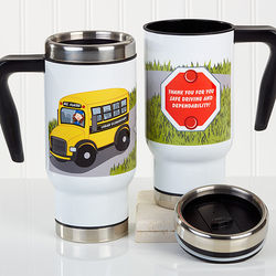 Personalized Bus Driver Character Travel Mug