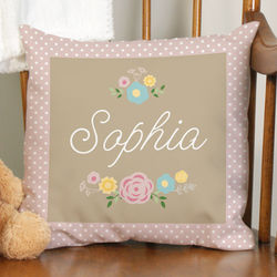 Baby's Personalized Floral Throw Pillow