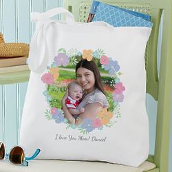 Personalized Floral Photo Tote
