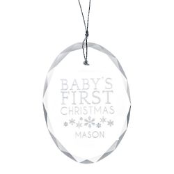 Baby's First Christmas Personalized Oval Glass Ornament
