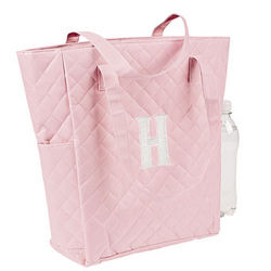 Personalized Light Pink Quilted Tote Bag