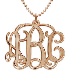 18K Rose Gold Plated Monogram Necklace