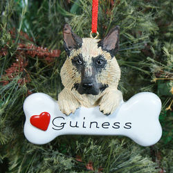 German Shepherd with Bone Personalized Ornament