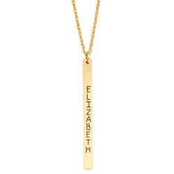 Gold-Plated Vertical Long Bar Personalized Name Pendant