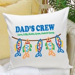 Dad's Fishing Crew Personalized Throw Pillow