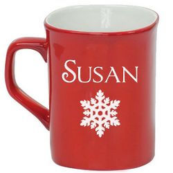 Personalized Red Ceramic Snowflake Mug