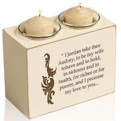 Wedding Vows Double Votive Personalized Wood Candle Holder